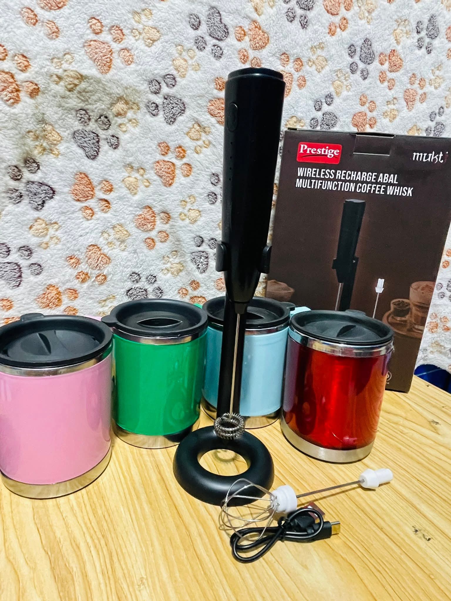 Prestige Wireless Rechargeable Multifunction Coffee Whisk | Electric Milk Frother & Coffee Blender with Stand | Coffee Mixer
